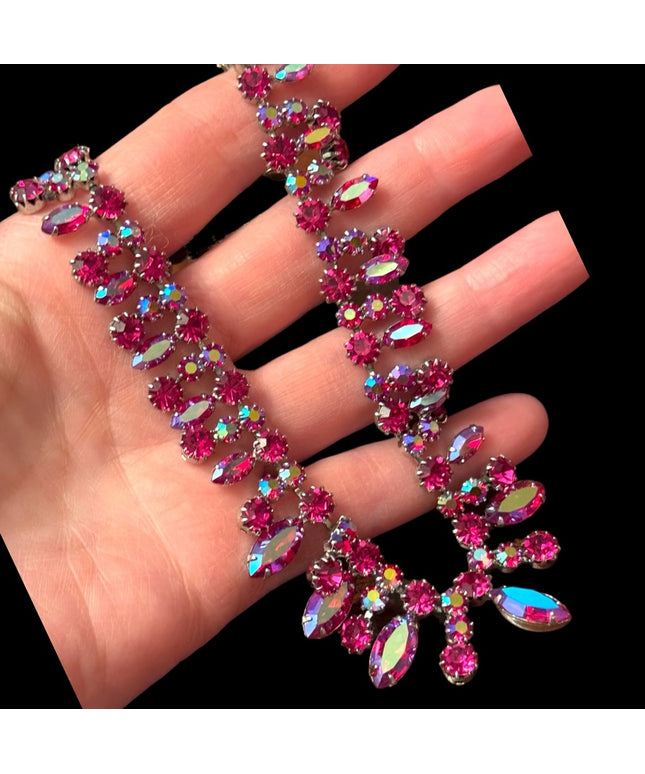 Vintage mid century RARE COLOR SHERMAN authentic fushia pink necklace PENDING
