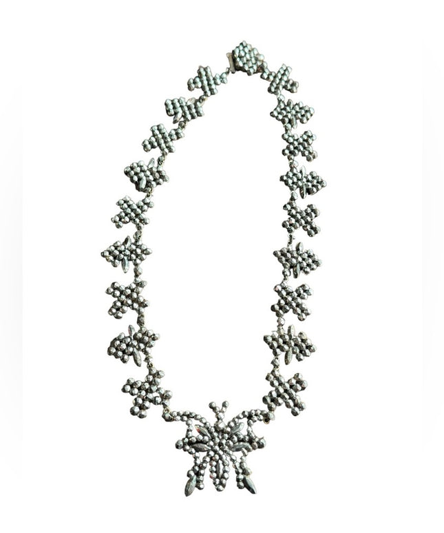 Antique art deco butterfly cut steel stunning Victorian link necklace