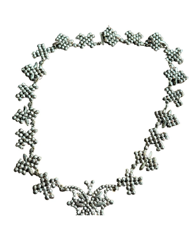 Antique art deco butterfly cut steel stunning Victorian link necklace