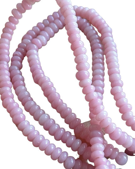 Antique CZECH Art deco pink glass hand made multi dtrand bead necklace