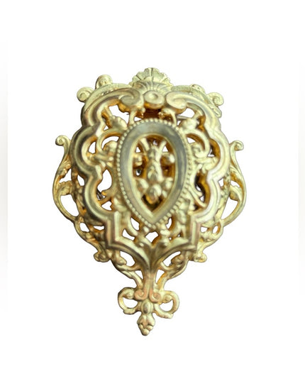 Vintage SG DOR gold filagree fancy revival scarf fur clip