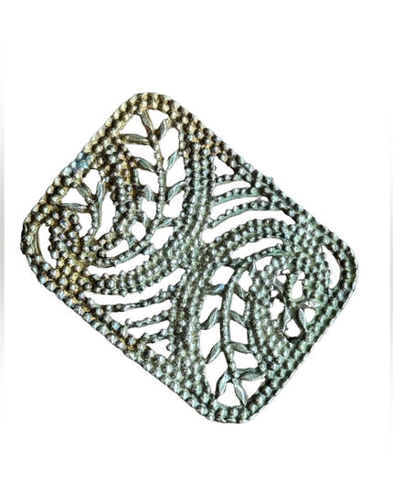 Vintage aged antiqued silver finish scrolled brooch