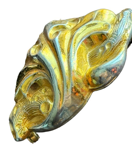 Vintage gold finish victorian revival fancy scrolled brooch