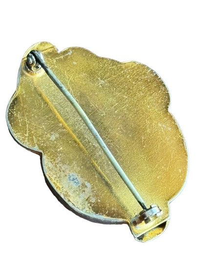 Vintage gold finish victorian revival fancy scrolled brooch
