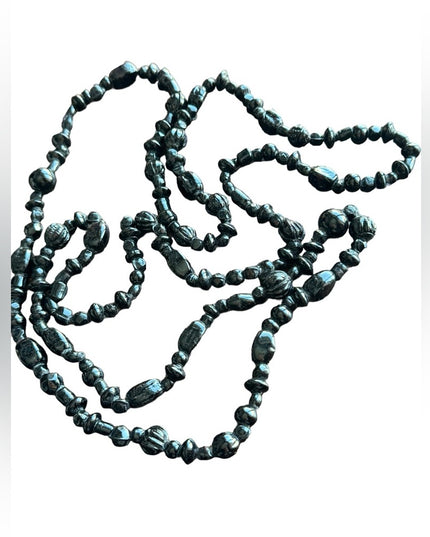 Victorian Art Deco Antique Whitby Jet Mourning Necklace Black bead 1800s Authen