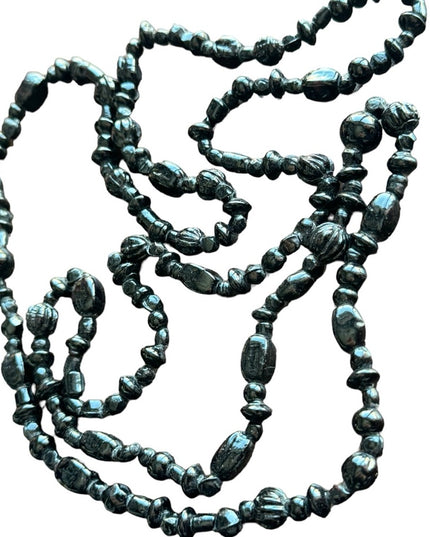 Victorian Art Deco Antique Whitby Jet Mourning Necklace Black bead 1800s Authen