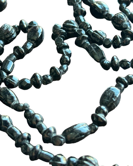 Victorian Art Deco Antique Whitby Jet Mourning Necklace Black bead 1800s Authen