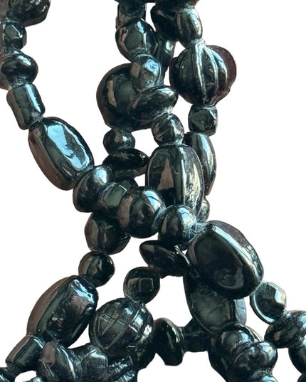 Victorian Art Deco Antique Whitby Jet Mourning Necklace Black bead 1800s Authen