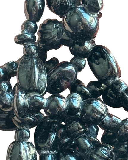 Victorian Art Deco Antique Whitby Jet Mourning Necklace Black bead 1800s Authen