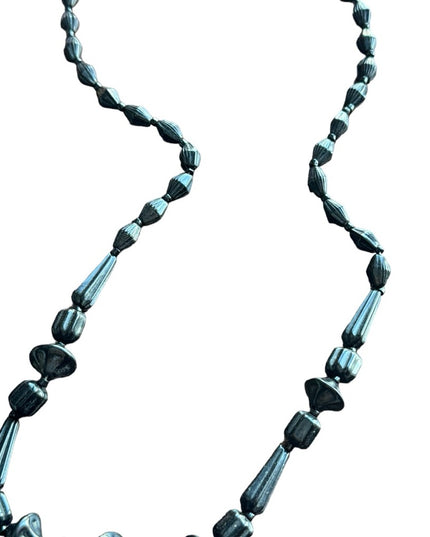 Victorian Art Deco Antique Whitby Jet Mourning Necklace Black bead 1800s Authen