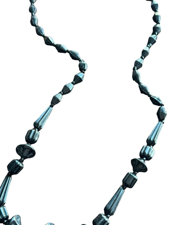 Victorian Art Deco Antique Whitby Jet Mourning Necklace Black bead 1800s Authen