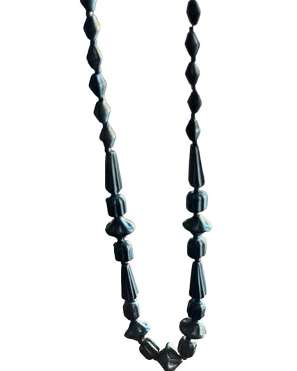 Victorian Art Deco Antique Whitby Jet Mourning Necklace Black bead 1800s Authen