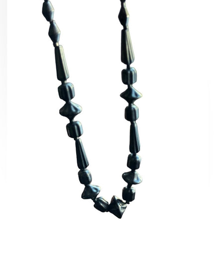 Victorian Art Deco Antique Whitby Jet Mourning Necklace Black bead 1800s Authen