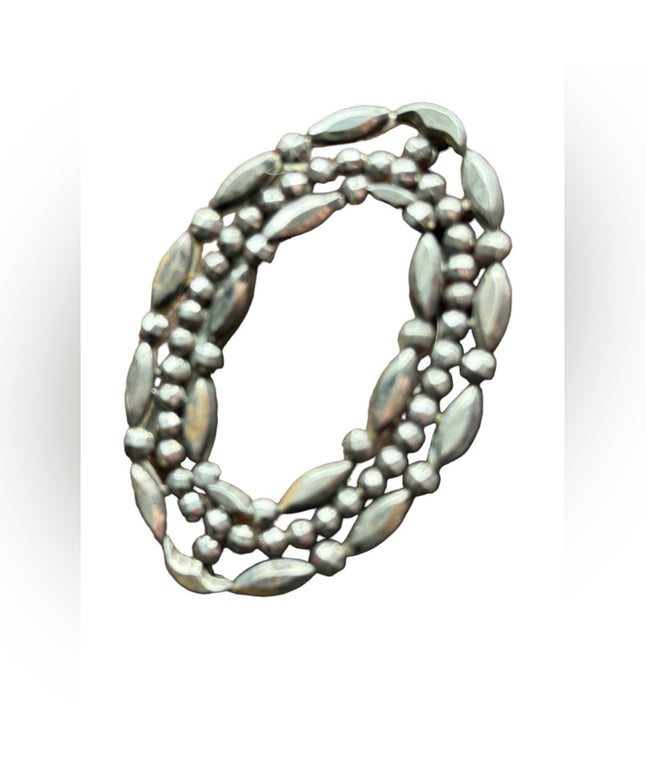Antique art deco Cut steel hand made Victorian oval brooch