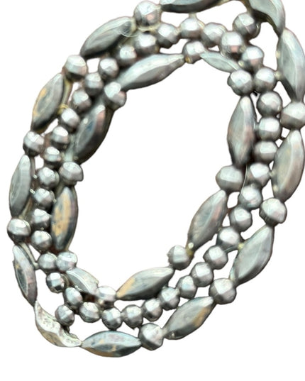 Antique art deco Cut steel hand made Victorian oval brooch