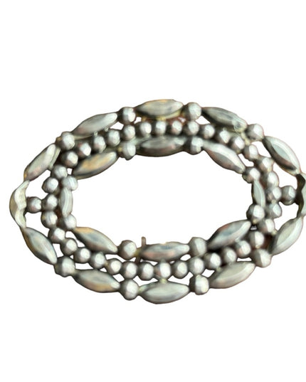Antique art deco Cut steel hand made Victorian oval brooch