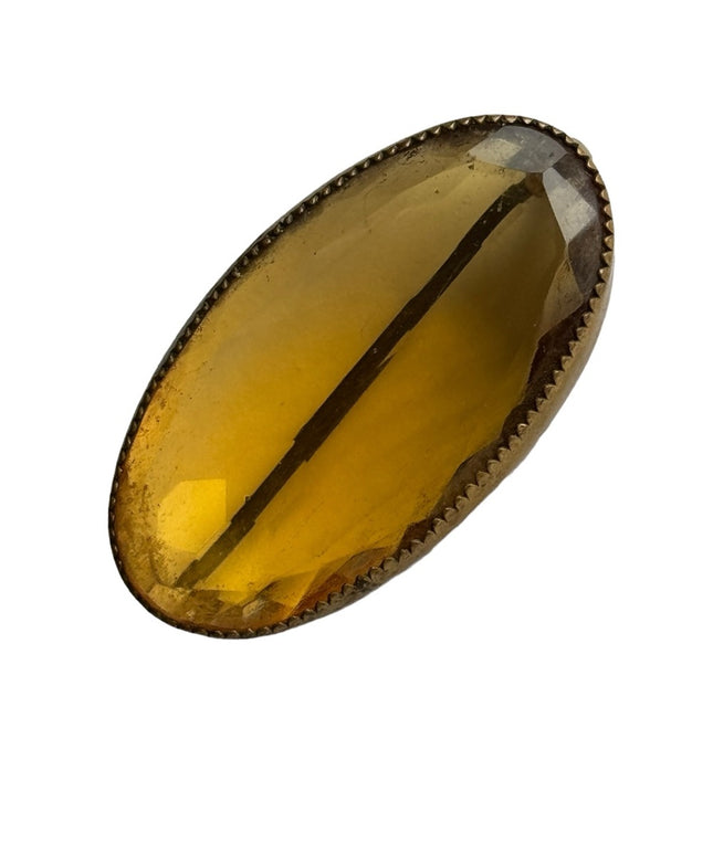 Antique Amber paste glass pinchbeck early 1900s art deco brooch
