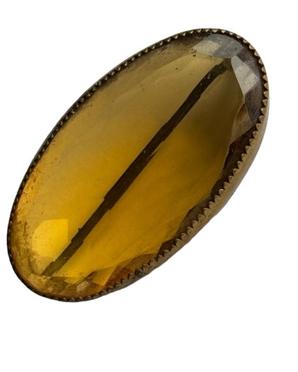 Antique Amber paste glass pinchbeck early 1900s art deco brooch