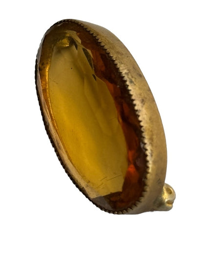 Antique Amber paste glass pinchbeck early 1900s art deco brooch