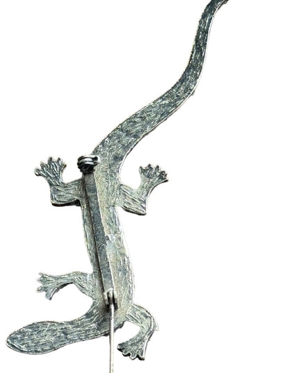 Vintage silver finish aligator lizard brooch gecko