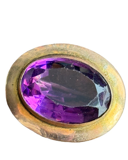 Antique gold pinchbeck purple paste glass small brooch