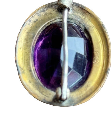 Antique gold pinchbeck purple paste glass small brooch