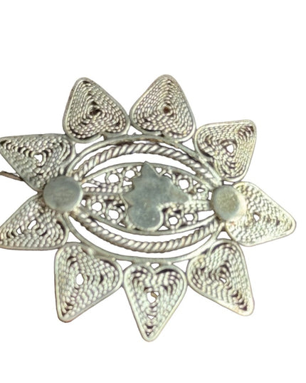 Antique silver filagree 800 fancy starburst brooch