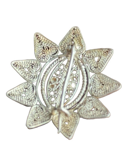 Antique silver filagree 800 fancy starburst brooch