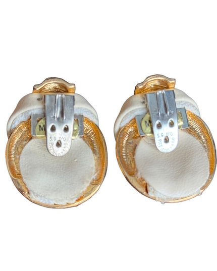Vintage 1970s SG D’OR Gold & Cream leather fancy show clips