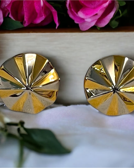 Vintage 1980s FAC Beautiful gold & silver plate clip on earrings round