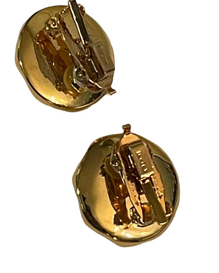 Vintage 1980s FAC Beautiful gold & silver plate clip on earrings round