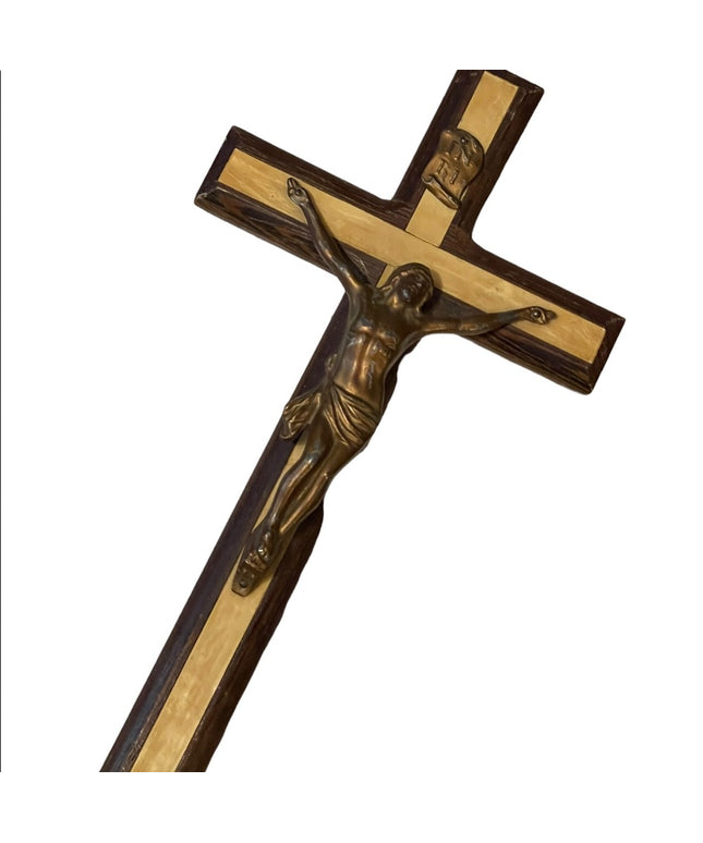 Vintage Crucifix Faux Mother of Pearl France - Stunning wood 1950s Wall …