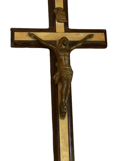 Vintage Crucifix Faux Mother of Pearl France - Stunning wood 1950s Wall …