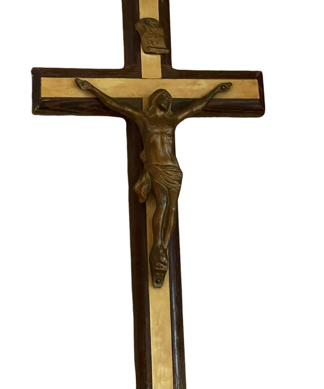 Vintage Crucifix Faux Mother of Pearl France - Stunning wood 1950s Wall …
