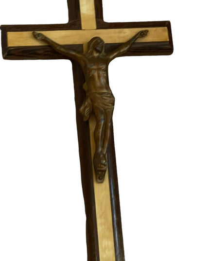 Vintage Crucifix Faux Mother of Pearl France - Stunning wood 1950s Wall …