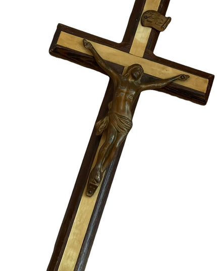 Vintage Crucifix Faux Mother of Pearl France - Stunning wood 1950s Wall …