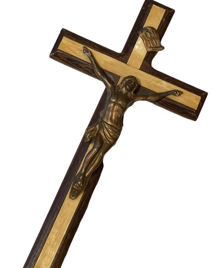 Vintage Crucifix Faux Mother of Pearl France - Stunning wood 1950s Wall …
