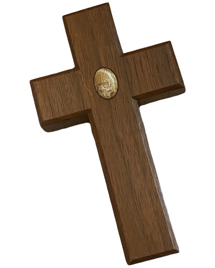 Antique Hand made wood cross with Jasper religous Maple