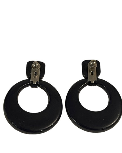 Vintage black and White polka dot resin plastic chunky earrings dangle