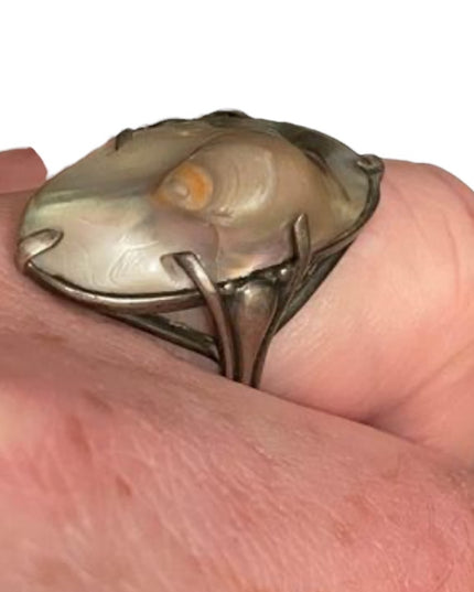 Antique Blister pearl Sterling silver 925 Art Nouveau Stunning Old ring
