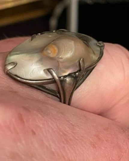 Antique Blister pearl Sterling silver 925 Art Nouveau Stunning Old ring