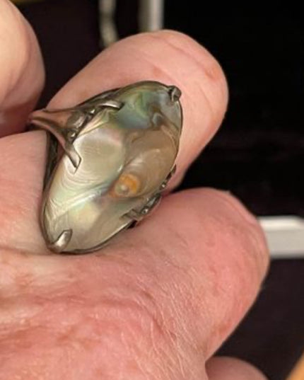 Antique Blister pearl Sterling silver 925 Art Nouveau Stunning Old ring