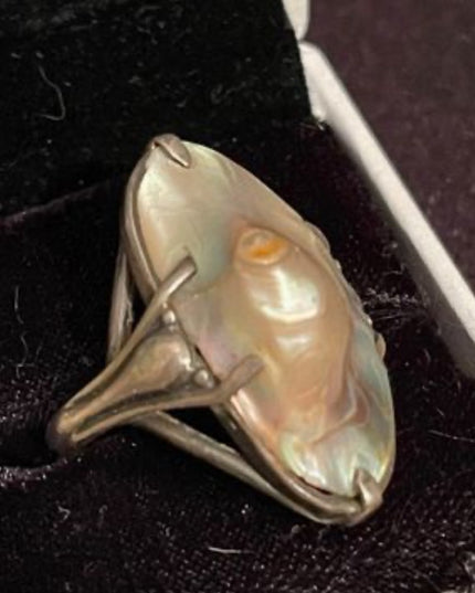 Antique Blister pearl Sterling silver 925 Art Nouveau Stunning Old ring