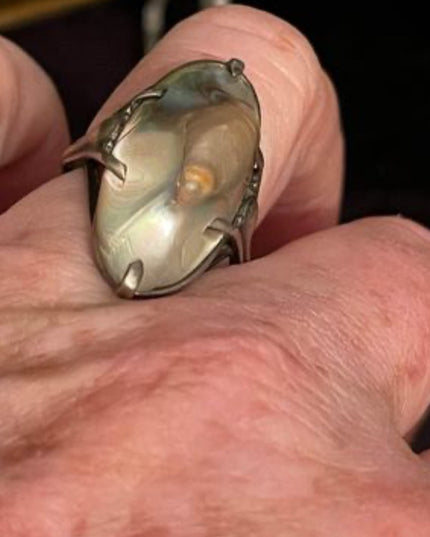 Antique Blister pearl Sterling silver 925 Art Nouveau Stunning Old ring