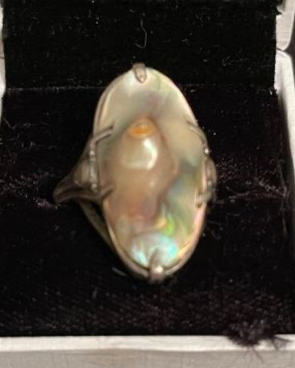Antique Blister pearl Sterling silver 925 Art Nouveau Stunning Old ring