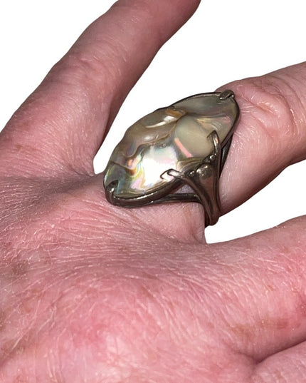 Antique Blister pearl Sterling silver 925 Art Nouveau Stunning Old ring