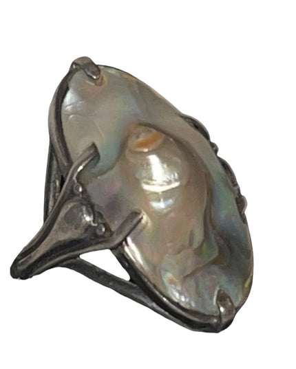 Antique Blister pearl Sterling silver 925 Art Nouveau Stunning Old ring