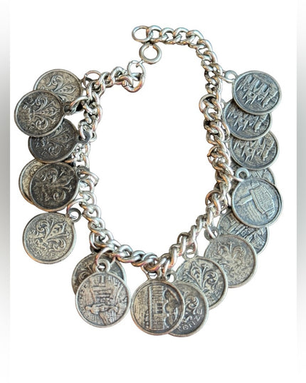 Vintage Firenze Italy Souvenier coin bracelet Le Fleur symbols