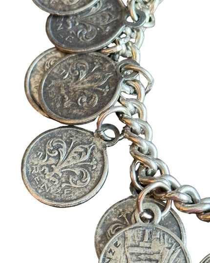 Vintage Firenze Italy Souvenier coin bracelet Le Fleur symbols