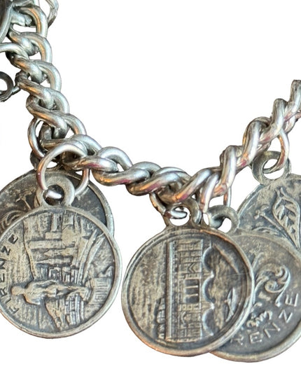 Vintage Firenze Italy Souvenier coin bracelet Le Fleur symbols